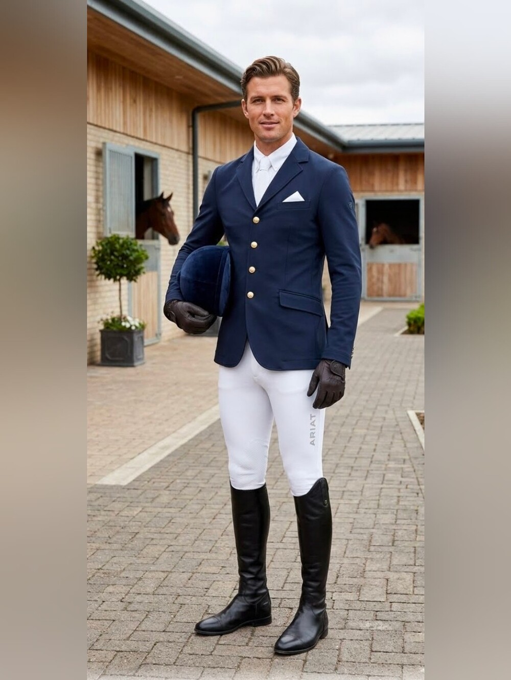 NWT Ariat Men's Tri Factor Grip Full Seat Breeches White 34R GER 52